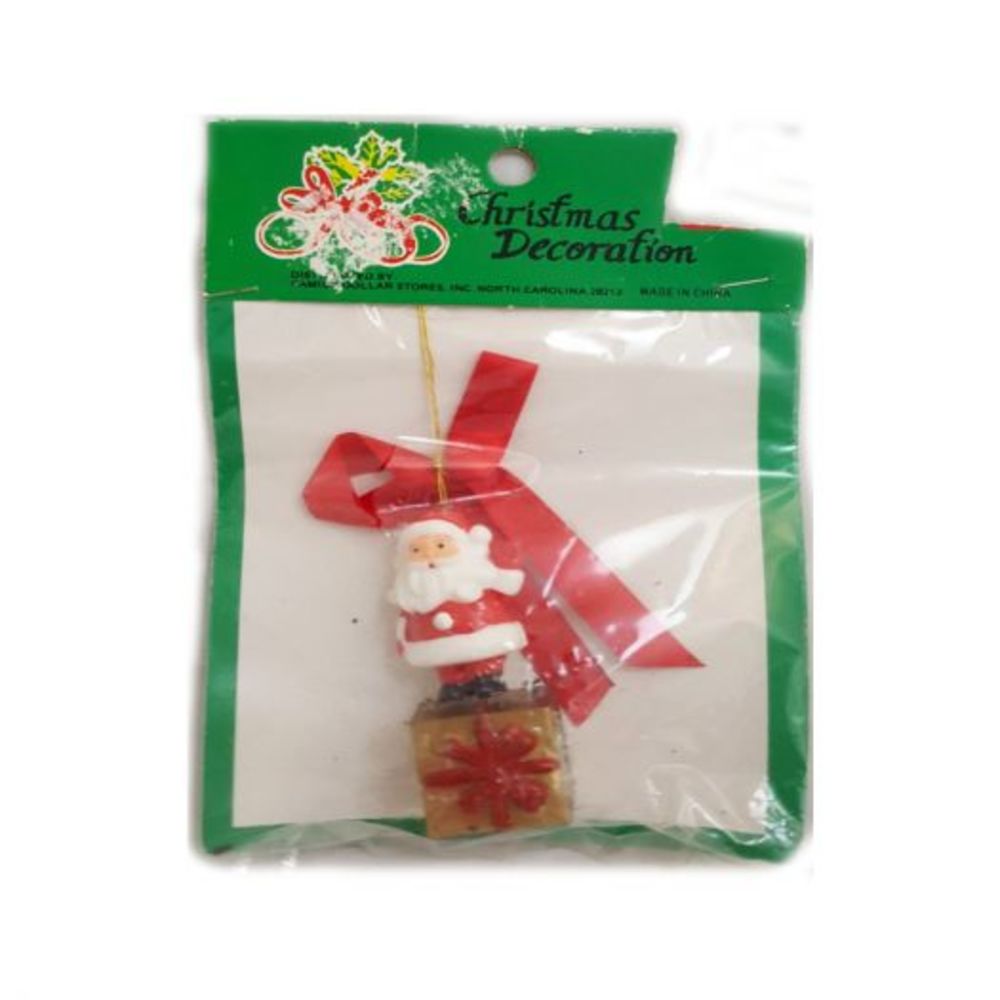 Vintage Christmas Decoration Santa On Present Ornament